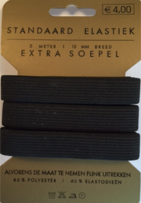 15 mm / 5 MTR. ZWART