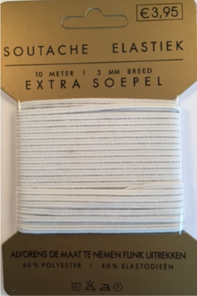Soutache elastiek wit