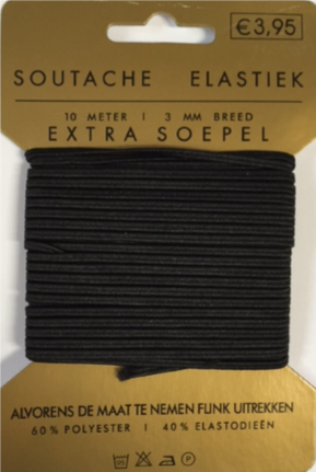Soutache elastiek zwart